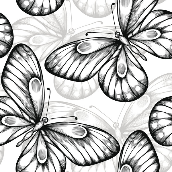 Rosalind Wheeler Watsonville Black And White Butterflies On Canvas by